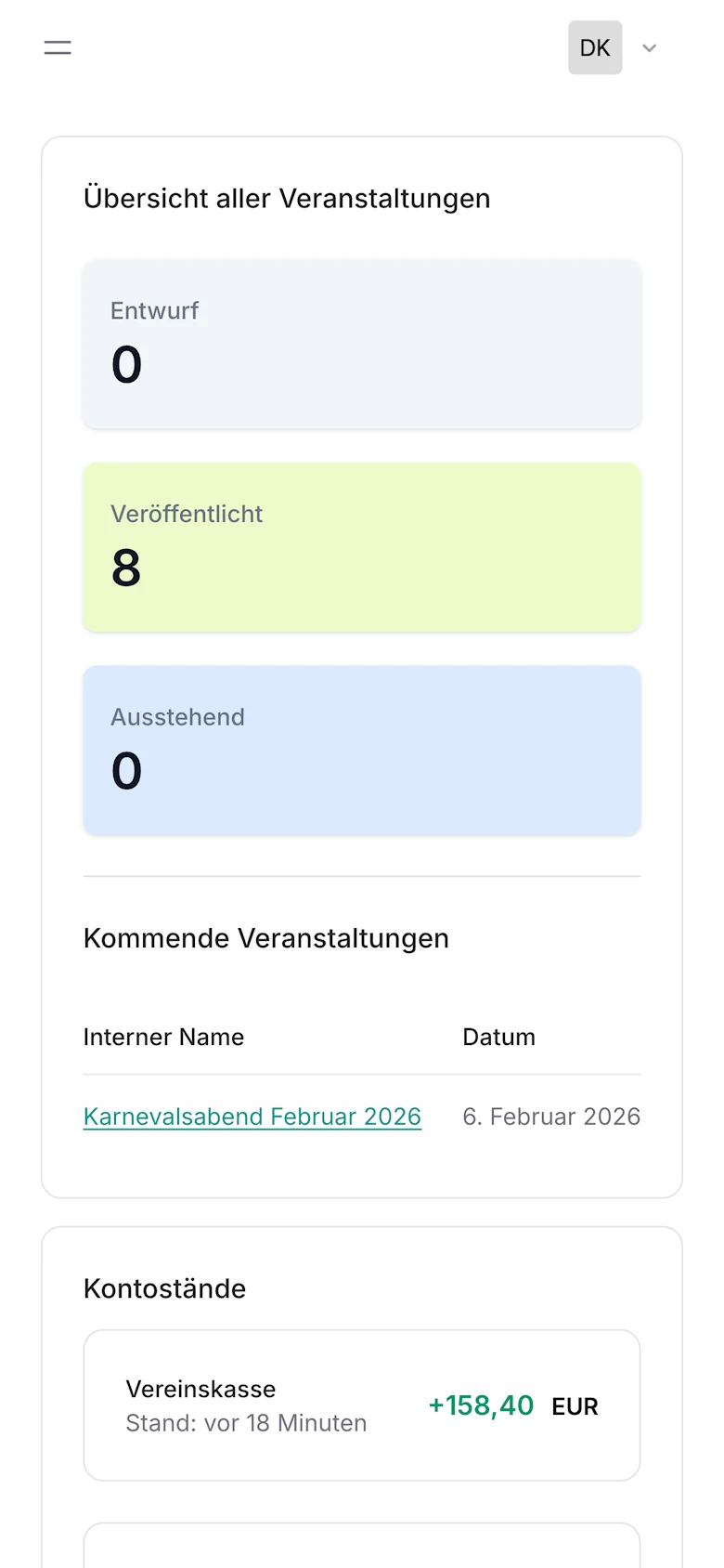CommuCore - Dashboard Übersicht mit wichtigsten Kennzahlen und Aktivitäten