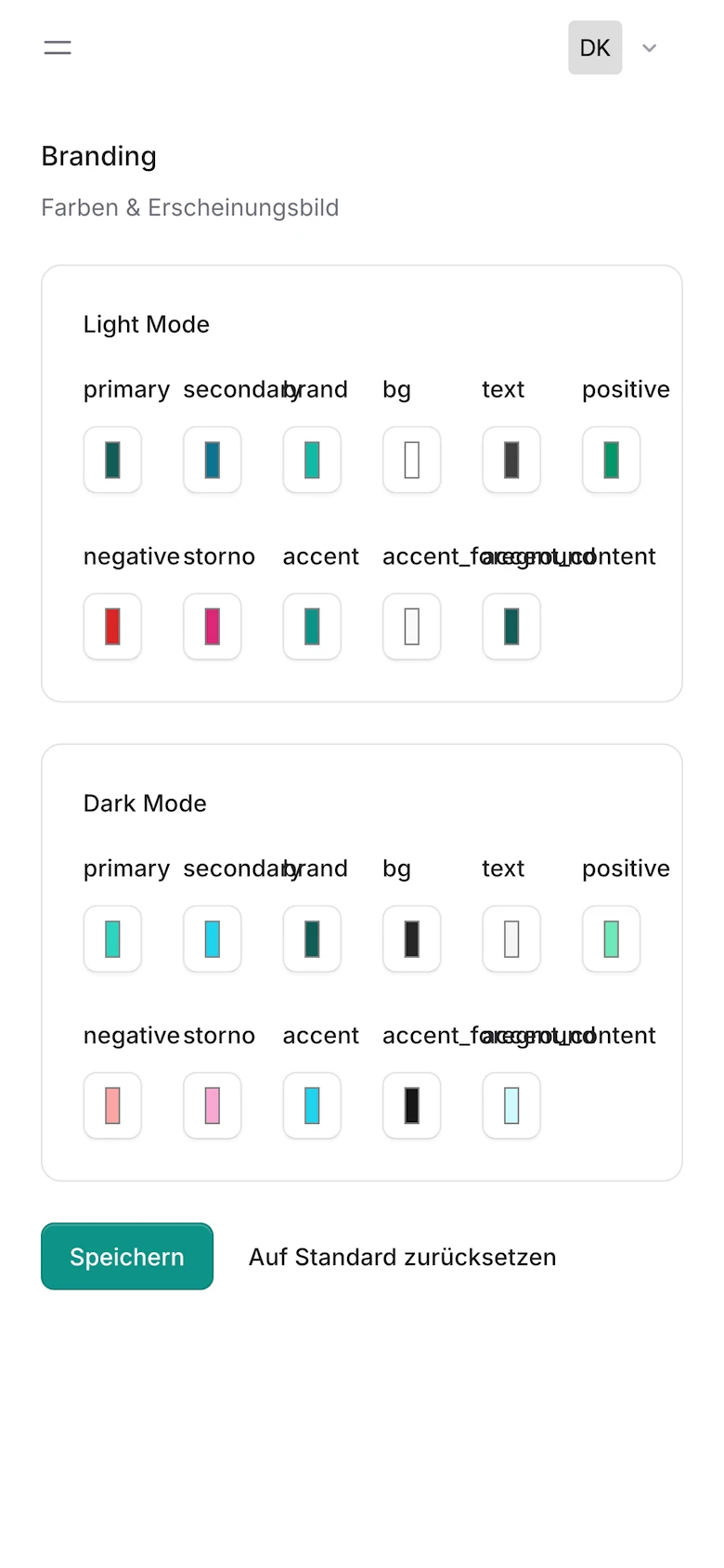 CommuCore - Einstellungen von Farben, Logos und Kontaktdaten über die UI