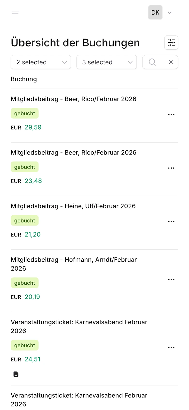 CommuCore - Übersicht der Finanzen, Zähllisten, Buchungen und Kassenberichte